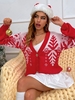 Christmas Snowflake Graphic Low Cut Cardigan S Red