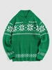 Christmas Snowflake Pattern Stand Collar Knitted Sweater 2xl Green