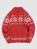 Christmas Snowflake Pattern Stand Collar Knitted Sweater 2xl Red
