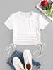Cinched Side Short Sleeve T Shirt L White