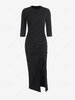 Cinched Slit Slinky Midi Dress S Black
