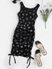 Cinched Sparkle Butterfly Velvet Bodycon Dress S Black