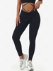 Cinched String-style Ruched Butt Lifting Sports Leggings S Black