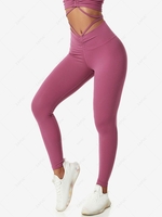 Cinched String-style Ruched Butt Lifting Sports Leggings Xl Light pink