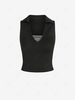 Collared Mock Pocket Solid Tank Top S Black
