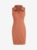 Collared Ribbed Mini Tank Dress M Coffee