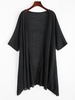 Collarless Open Front Sheer Tunic Beach Cover Up Black