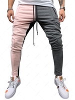 Color Block Pockets Drawstring Slim Fit Track Pants 2xl Light pink
