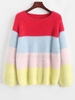 Color Block Raglan Sleeve Fuzzy Knit Sweater S Multi a