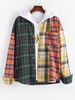 Color Blocking Plaid Pattern Button Up Pocket Shirt 3xl