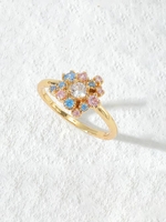 Color Retaining Copper Inlaid Zircon Plated 18K Genuine Gold Ring