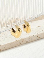 Color Retaining Copper Plated 18K Genuine Gold Simple Irregular Earrings