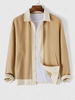 Color Spliced Button Fly Jacket S Camel brown