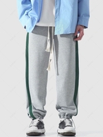 Color Spliced Drawstring Cuffed Design Casual Sweatpants 2xl Dark gray