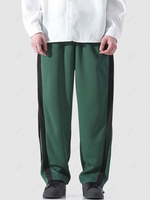 Color Spliced Drawstring Cuffed Design Casual Sweatpants L Medium sea green
