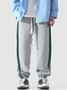 Color Spliced Drawstring Cuffed Design Casual Sweatpants M Dark gray