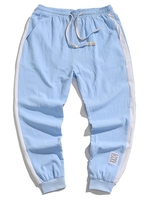 Color Spliced Elastic Waist Jogger Pants L Day sky blue