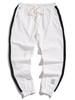 Color Spliced Elastic Waist Jogger Pants M White