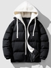 Color Spliced Fluffy Hooded Quilted Padded Jacket 2xl Black