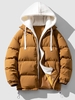 Color Spliced Fluffy Hooded Quilted Padded Jacket 2xl Caramel