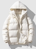 Color Spliced Fluffy Hooded Quilted Padded Jacket 2xl White