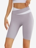Color Spliced High-waisted Yoga Fifth Shorts S Light purple