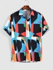 Color Spliced irregular Geometric Print Shirt Xl Multi a