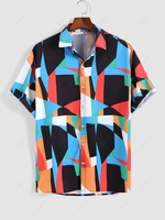Color Spliced irregular Geometric Print Shirt Xl Multi a