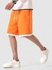 Color Spliced Knee-length Casual Sweat Shorts M Bright orange