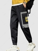 Color Spliced Label Design Jogger Cargo Pants S Light gray