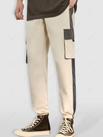 Color Spliced Multi-pocket Cargo Jogger Pants 2xl Warm white