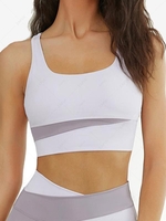 Color Spliced Racer Back Sports Bra M Light purple