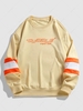 Color Spliced Sleeves Letter Printed Sweatshirt L Light yellow