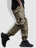 Color Spliced Snap Button Pocket Cargo Pants L Coffee