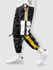 Color Spliced Strap Buckle Design Multi-pocket Streetwear Cargo Pants S Black