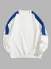 Color Spliced Topstitching Design Sweatshirt M White