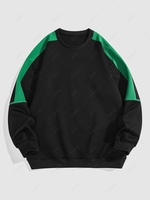 Color Spliced Topstitching Design Sweatshirt S Black