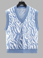 Color Spliced V Neck Sweater Vest S Sky blue