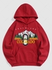 COLORADO GRAND LAKE Mountain Landscape Graphic Fleece Thermal Lined Pullover Hoodie L Red