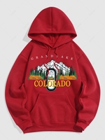 COLORADO GRAND LAKE Mountain Landscape Graphic Fleece Thermal Lined Pullover Hoodie L Red