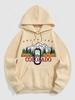 COLORADO GRAND LAKE Mountain Landscape Graphic Fleece Thermal Lined Pullover Hoodie S Light coffee
