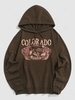 Colorado Mountain Graphic Pattern Pullover Hoodie L Deep coffee