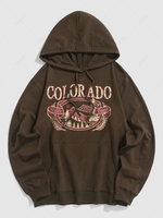Colorado Mountain Graphic Pattern Pullover Hoodie S Deep coffee