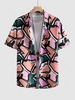 Colorblock Abstract Print Short Sleeve Festival Shirt Xl Light pink
