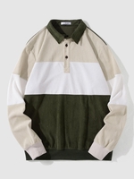 Colorblock Quater Button Corduroy Sweatshirt Xl Multi b