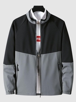 Colorblock Raglan Sleeve Zip Jacket L Black