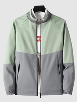 Colorblock Raglan Sleeve Zip Jacket S Green