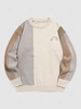 Colorblock Rainbow Embroidered Pullover Knitted Sweater Xl Light coffee