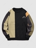 Colorblock Rainbow Embroidered Pullover Knitted Sweater Xxl Black