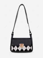 Colorblock Rhombus Pattern Flip Crossbody Bag